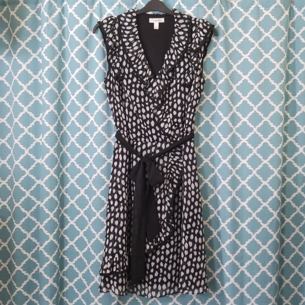 Dressbarn Belted Chiffon Lined Dress size 14